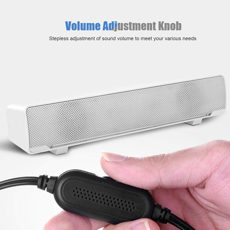 Pomya Soundbar,Professional Computer Speakers Multi-Function Stereo Surrounding Deep Bass Sound USB Wired Indoor Music Player Box 3.5mm Input for PC Cellphones (White) - Image 4